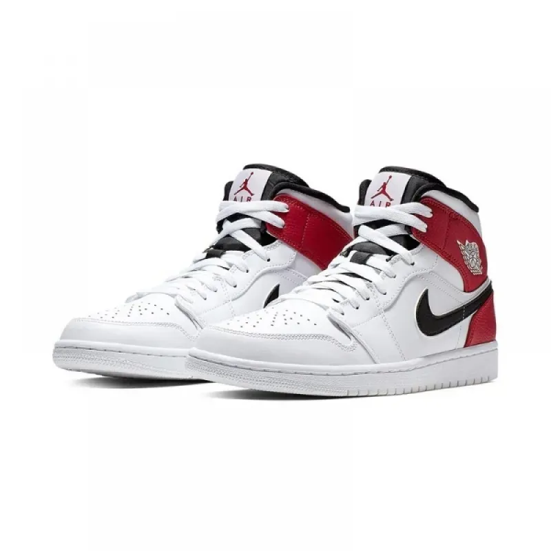 Jordan 1 white red swoosh best sale